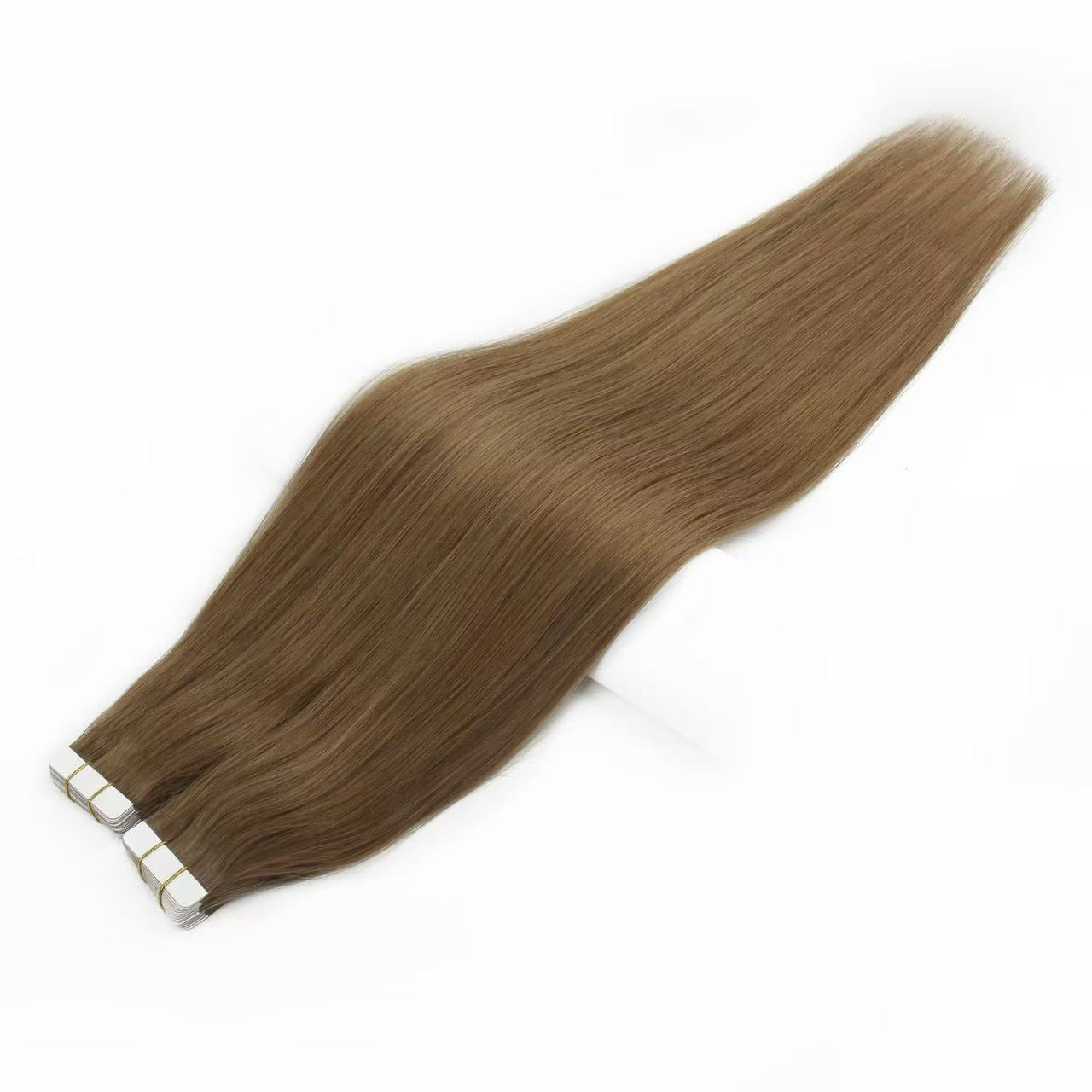 Chestnut Brown #6 Tape-In Hair Extensions – 100% Remy Human Hair | 50g Pack | 10''–30'' | Reusable | Ships from Canada