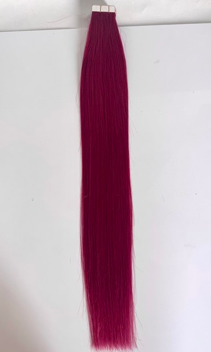 Burgundy Tape-In Hair Extensions – 100% Remy Human Hair | 20 Tapes (50g) | 10’’–30’’ | Reusable
