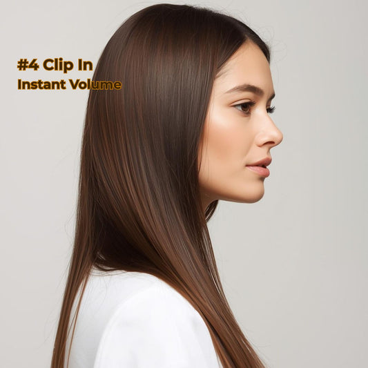 Dark Brown #4 Clip-In Hair Extensions – 100% Remy Human Hair | 8pcs, 18 Clips | 100g/120g | 10’’–30’’ | Reusable