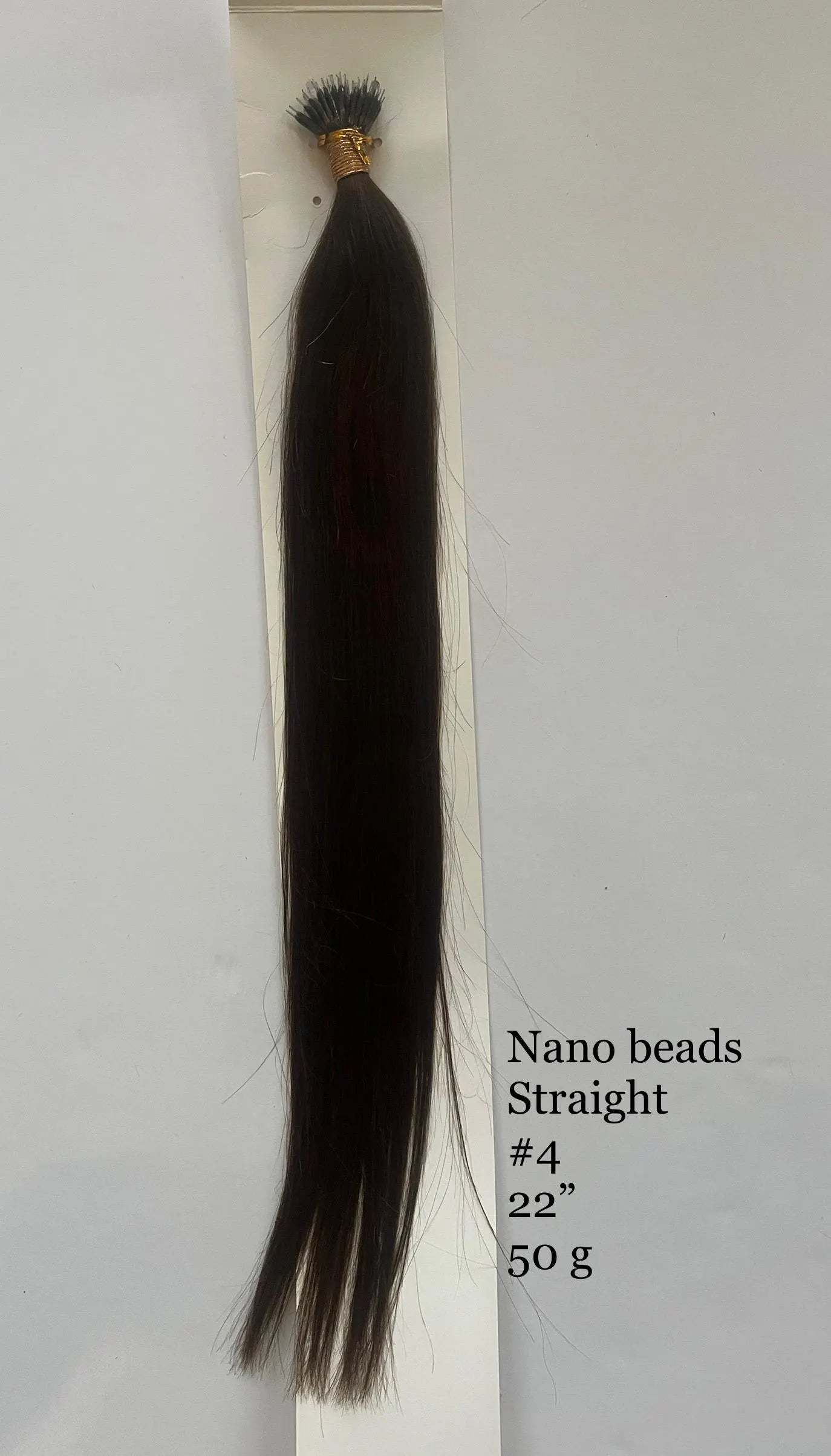 Dark Brown #4 Straight Nano Beads Hair Extensions – 100% Remy Human Hair | 50g Pack (50 Strands) | Reusable | Ships from Canada