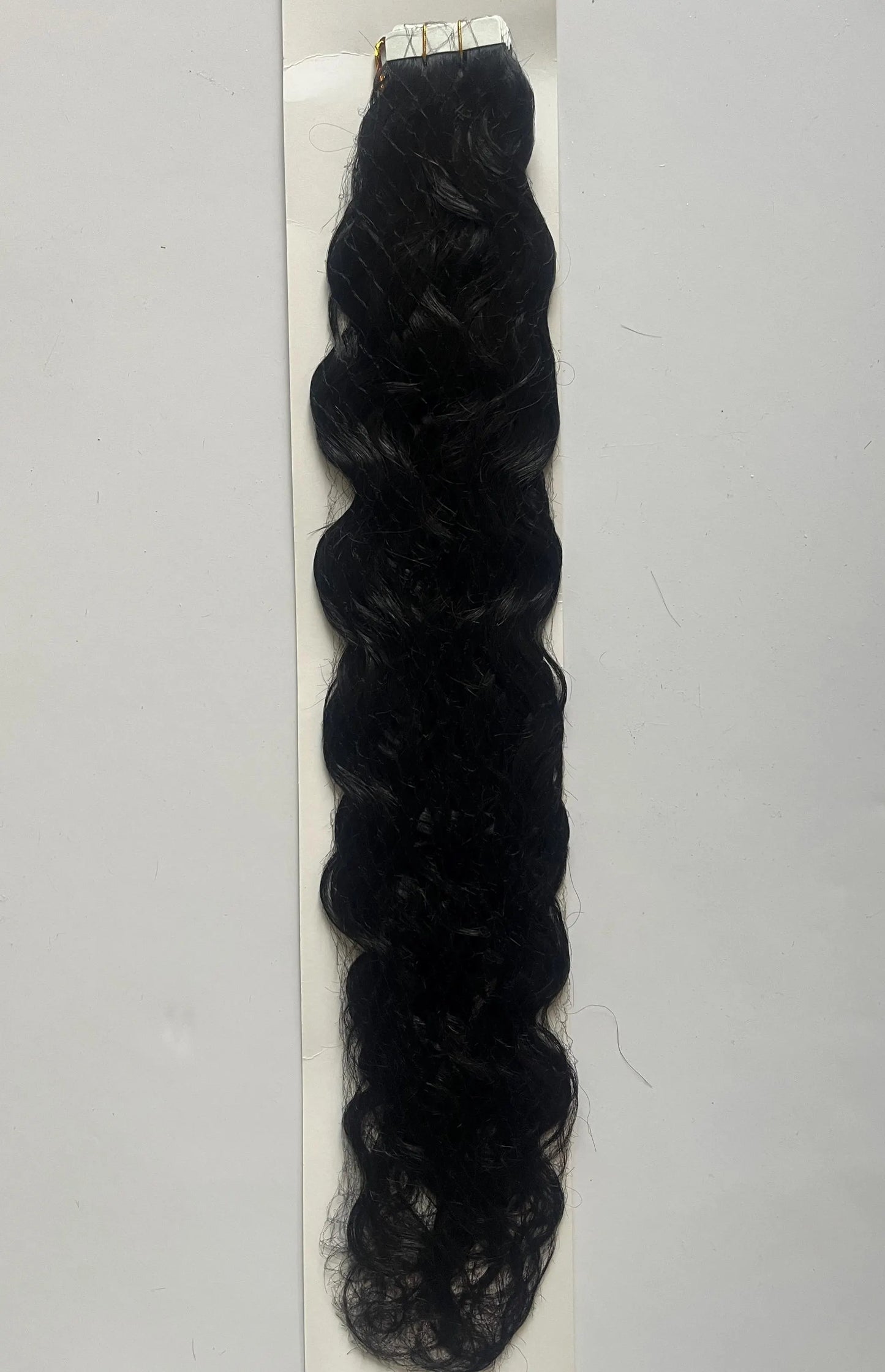 Natural Black #1B Curly 1 Tape-In Hair Extensions – 100% Remy Human Hair | 50g Pack | 10''–30'' | Reusable | Ships from Canada