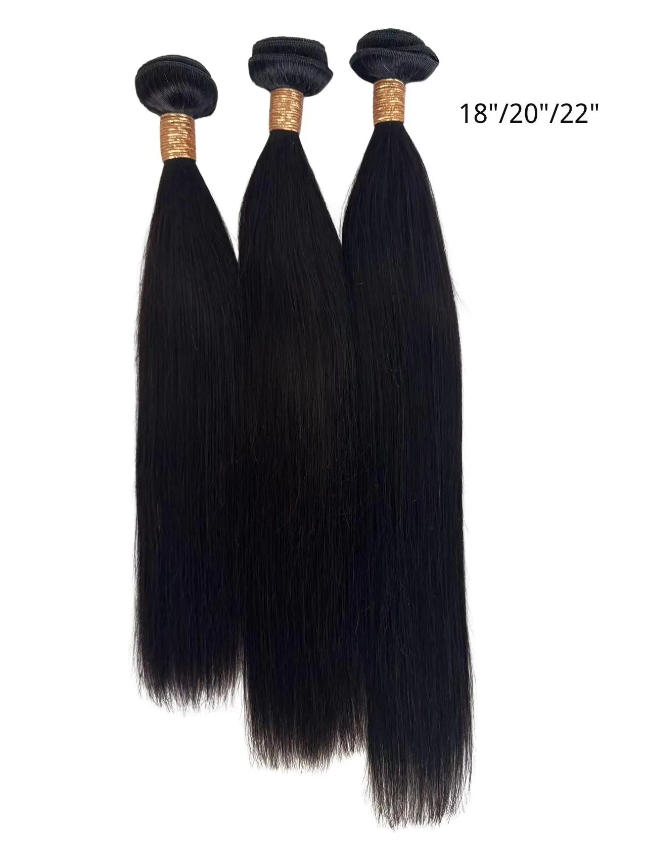 Natural Black #1B Straight Weft Bundle + Closure Set – 100% Remy Human Hair | 3 Bundles + 20” Transparent Lace Closure