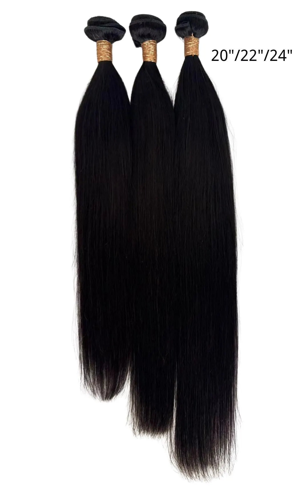 Natural Black #1B Straight Weft Bundle + Closure Set – 100% Remy Human Hair | 3 Bundles + 20” Transparent Lace Closure