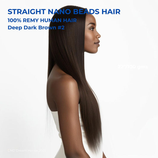 deep dark brown 2 straight nano beads hair extensions 50g 50 strands