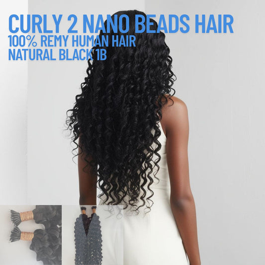 natural black 1b curly nano beads hair extensions 50g 50 strands