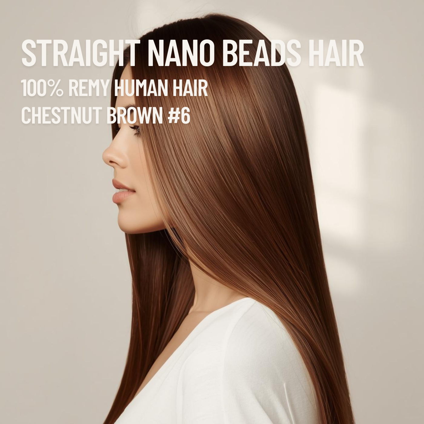chestnut brown 6 straight nano beads hair extensions 50g 50 strands