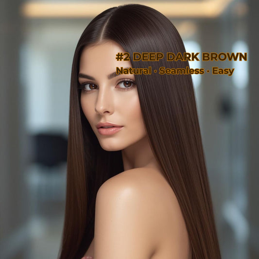 Deep Dark Brown #2 Tape-In Hair Extensions – 100% Remy Human Hair | 20 Tapes (50g) | 10’’–30’’ | Reusable