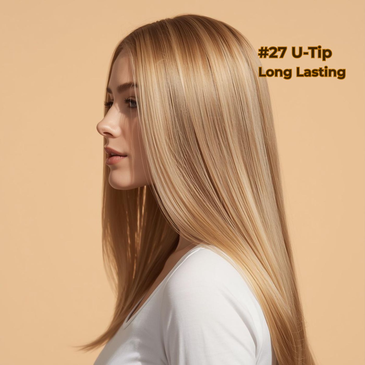 Honey Blonde #27 Straight U Tip Fusion Hair Extensions – 100% Remy Human Hair | 50g Pack | 10’’–30’’ | Keratin Pre-Bonded | Reusable