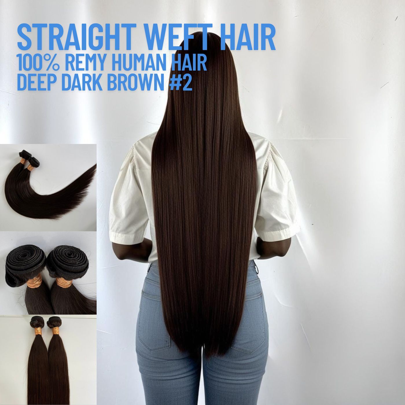 deep dark brown 2 straight weft hair extensions remy human hair CND Dream House
