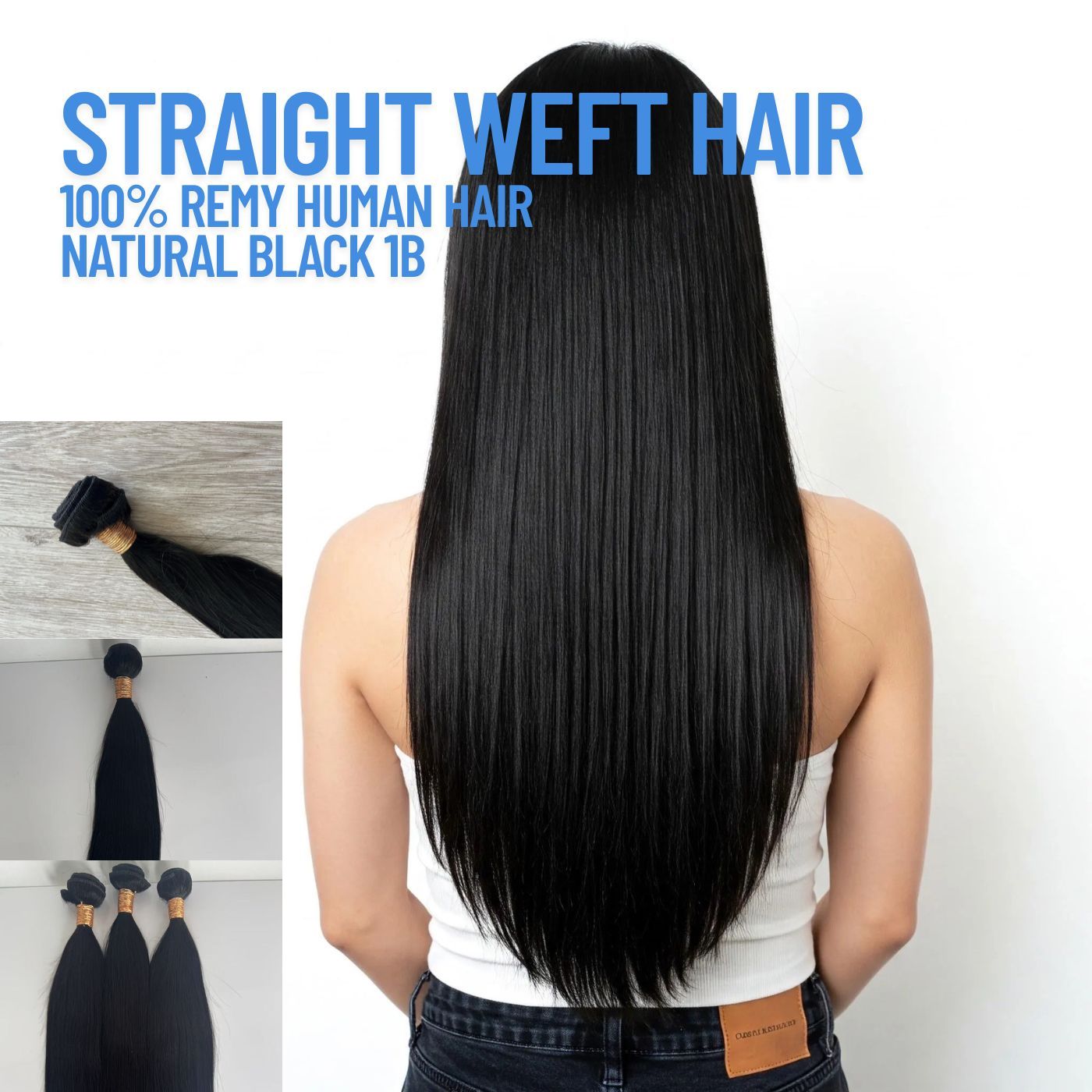 natural black 1b straight weft hair extensions remy human hair CND Dream House